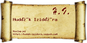 Hudák Izidóra névjegykártya
